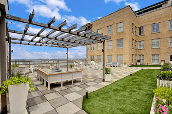 Rooftop deck with river views